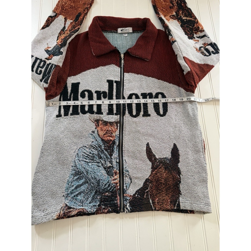 RDM Clothing Marlboro Tapestry Jacket Mens M Cowboy Rodeo Woven Full Zip - Picture 6 of 10